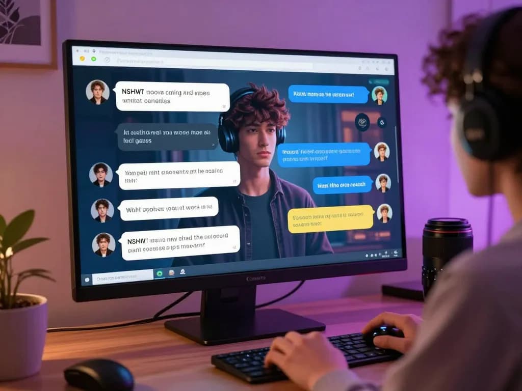 Engaging character ai nsfw chat interaction in a cozy virtual environment.