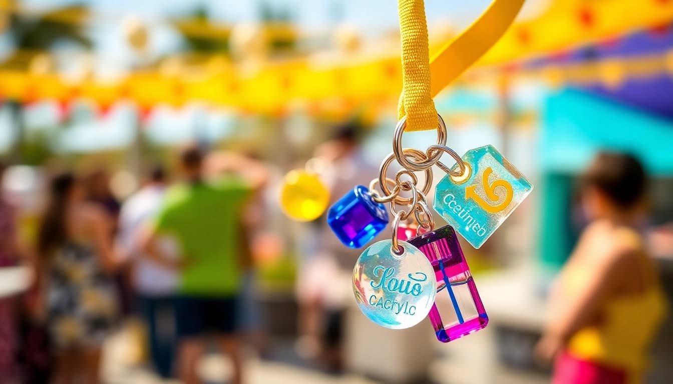 Explore a unique custom lanyard keychain featuring vibrant colors and acrylic charms, perfect for securing essentials stylishly.