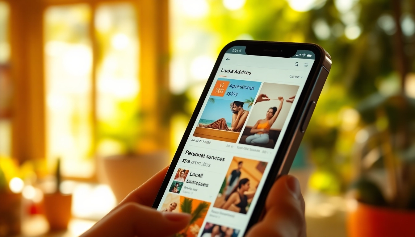 Lanka Add classified ads platform on smartphone, featuring vibrant services and user-friendly interface.
