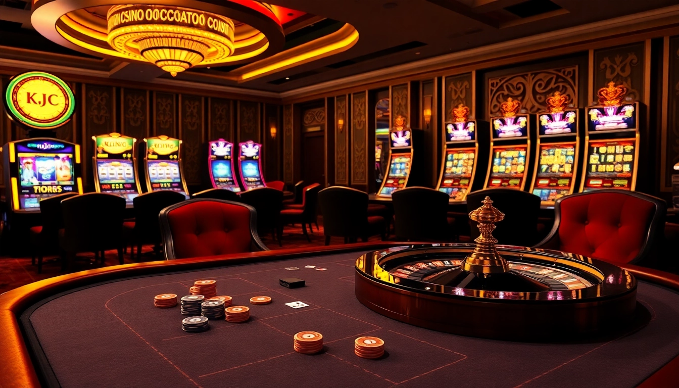 Experience luxury gaming at KJC with vibrant casino tables and thrilling roulette wheels.