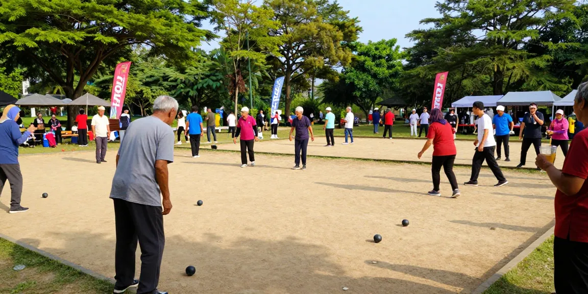 FOPI Kota Bontang community enjoying a lively petanque match outdoors