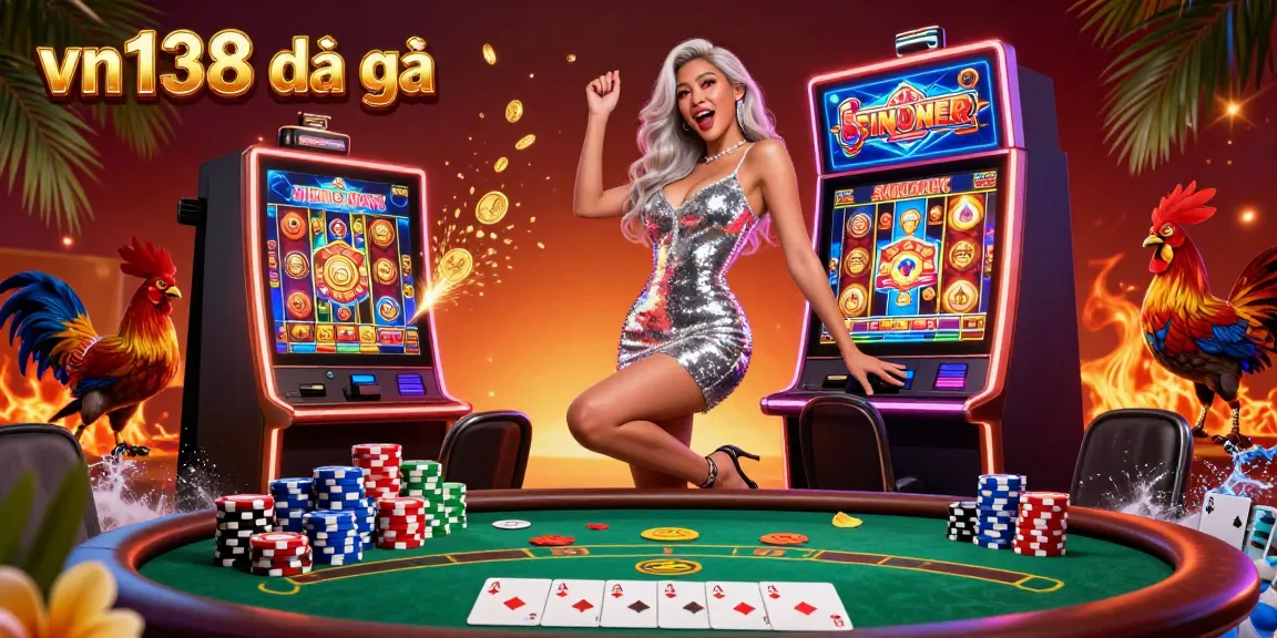 Experience the thrill of vn138 đá gà in an exhilarating 3D casino world featuring an excited player celebrating a jackpot.