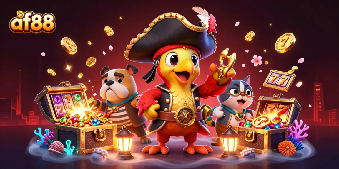 Join the excitement at AF88's vibrant casino scene full of treasure, colors, and winning symbols!