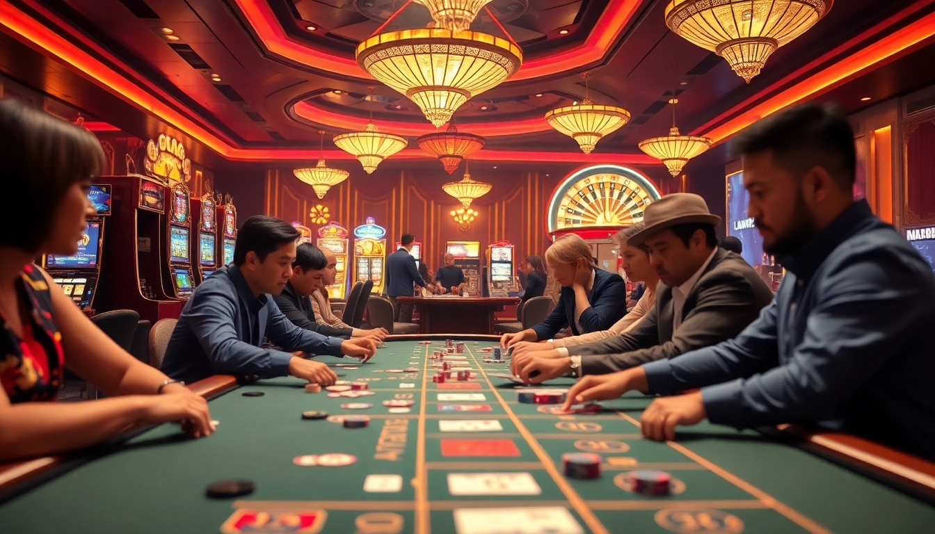 Exciting game bài đổi thưởng in a vibrant casino setting with engaged players and thrilling atmosphere.