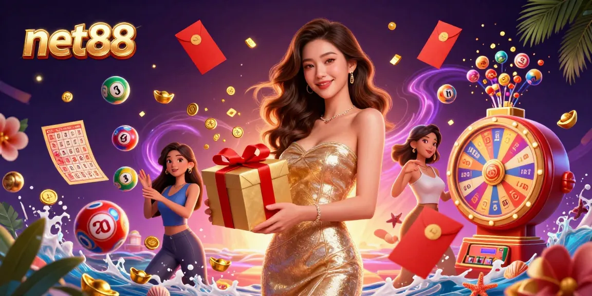 Experience the thrill of net88 with a stunning 3D casino scene featuring a welcoming character and dynamic gaming elements.