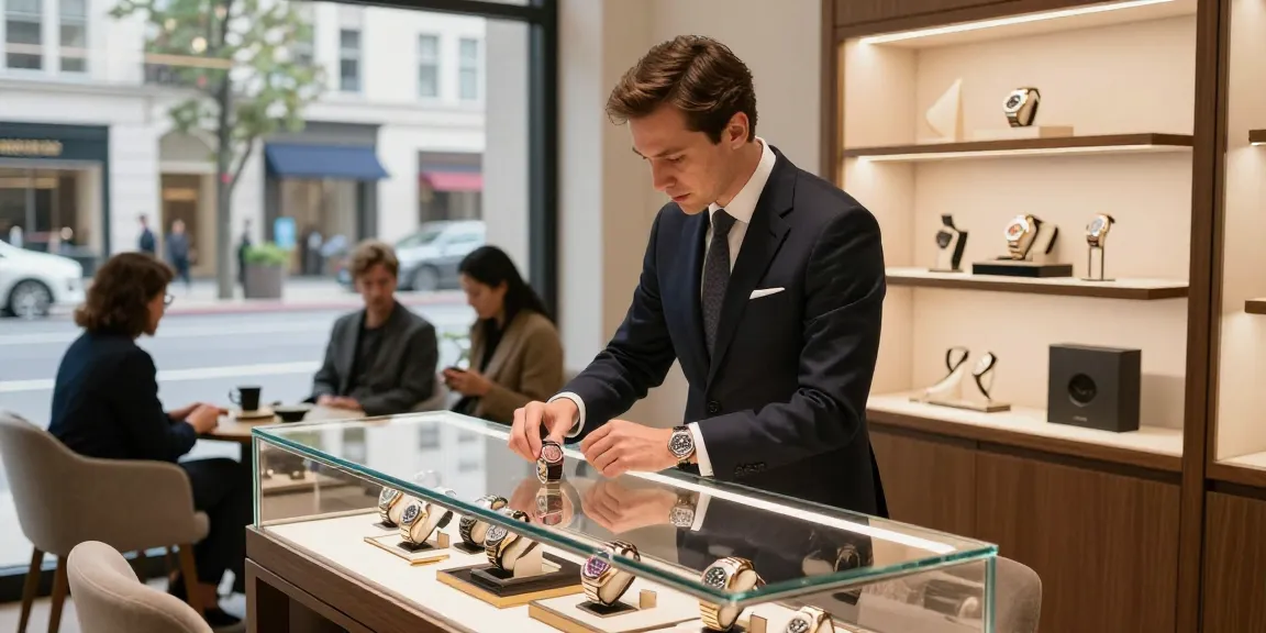 Explore premium clone watches in a stylish retail environment showcasing luxury replicas.