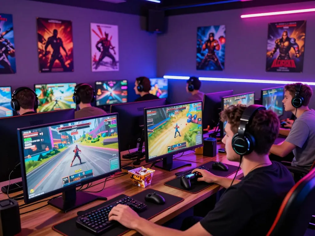 Exciting gaming scene featuring players enjoying interactive porn games online in a vibrant setting.
