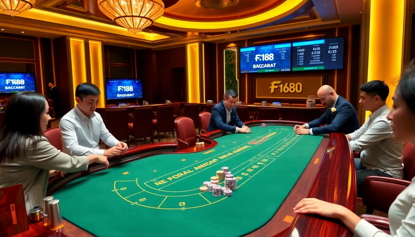 Experience intense baccarat gameplay at https://f168.studio/, featuring professional dealers and vibrant chips.