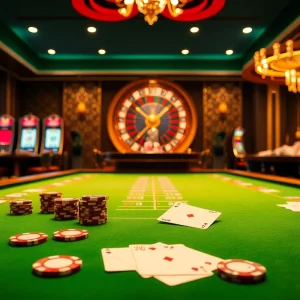 Experience high-stakes gaming at RR 88 casino with vibrant tables, chips, and roulette action.