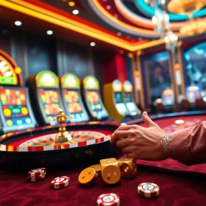 Experience the excitement of EV88 online gambling with luxurious casino elements and vibrant betting action.