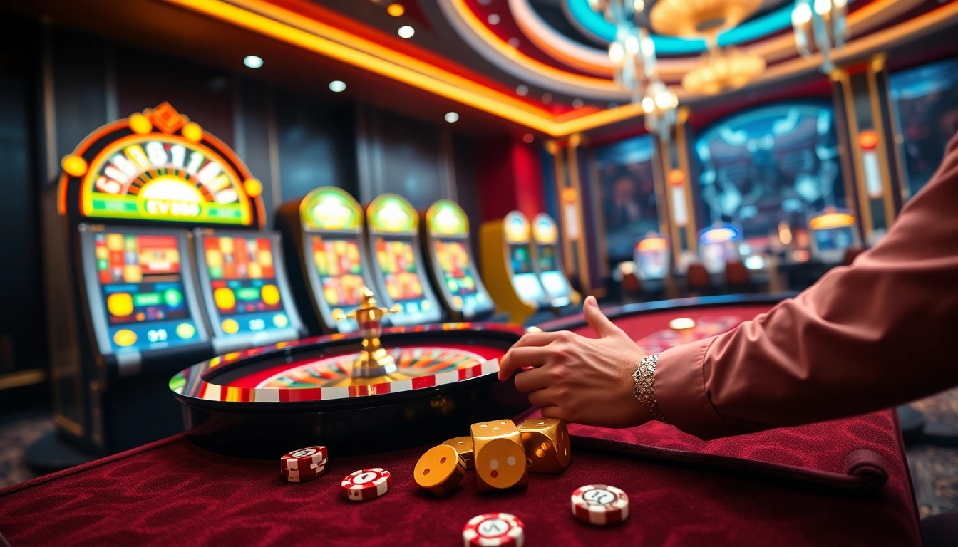 Experience the excitement of EV88 online gambling with luxurious casino elements and vibrant betting action.