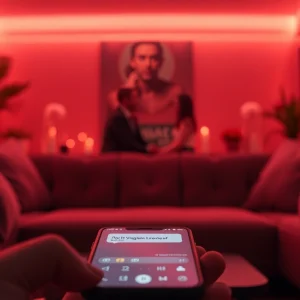 Engaging ai sex chat with a virtual companion in a cozy room.