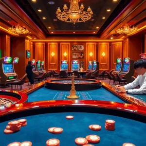 Engage in high-stakes gameplay at rr88 with vibrant casino elements and a lively atmosphere.