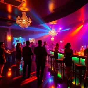 Experience vibrant nightlife at Night club sxm, Club Noir, with elegant patrons and stunning ambiance.
