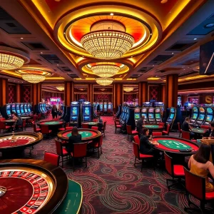 S8 players betting at a luxurious casino table with roulette and poker chips.