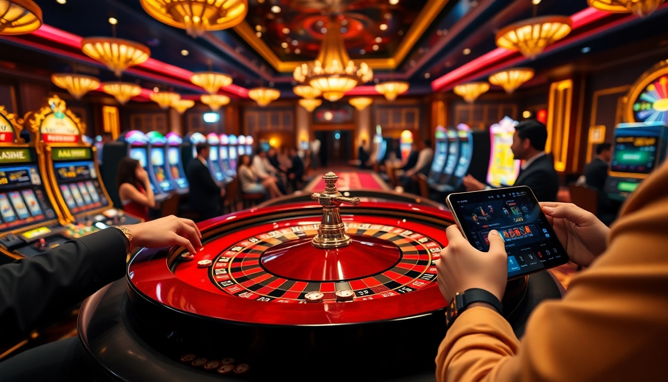 Gamblers enjoying a high-stakes game at a luxurious rikvip casino table.