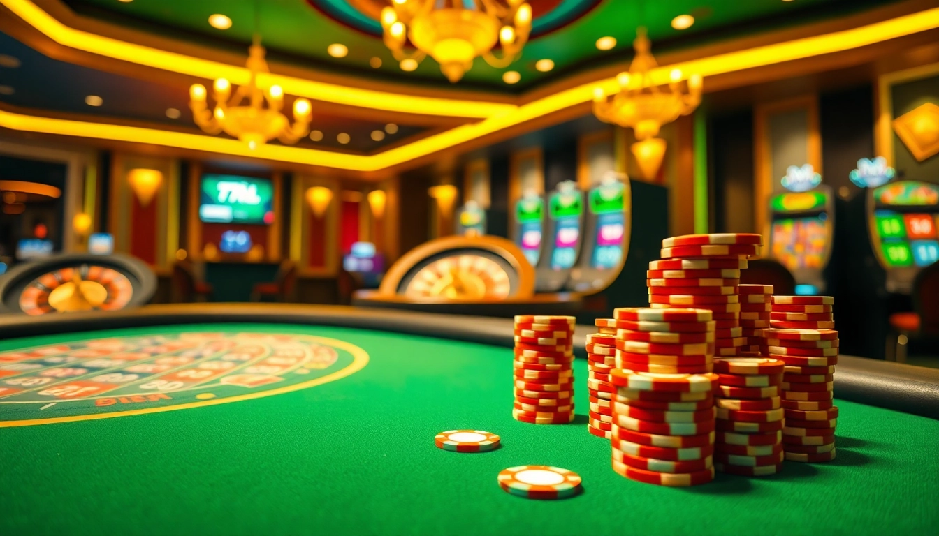 Engaging online gambling scene at nhà cái mm88 showcasing vibrant tables and casino elements.