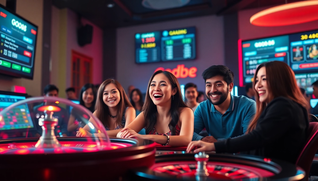 Exciting online gaming atmosphere at good88.hu.net with players enjoying various casino games.