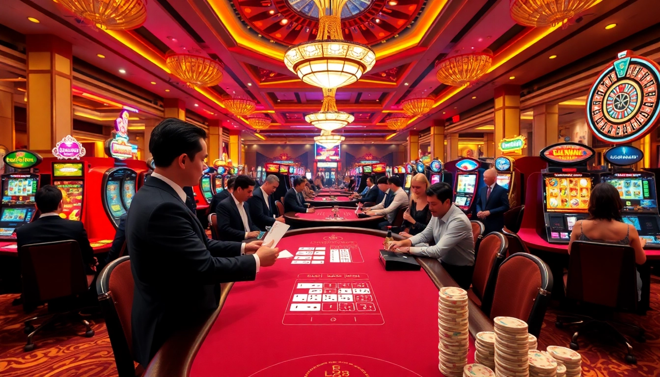 Experience excitement at LC88.COM with vibrant casino tables and engaged players.