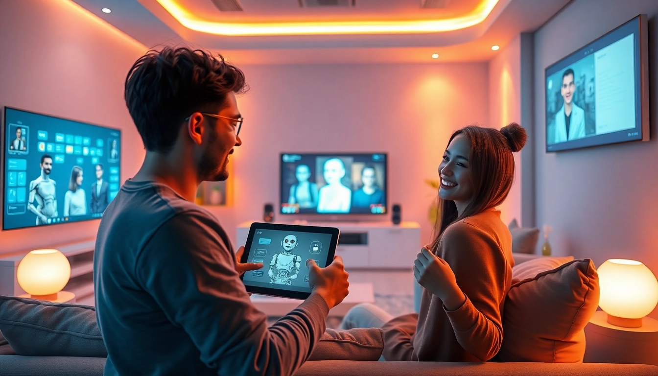 Experience the best NSFW AI chatbots in a cozy futuristic setting with playful interactions.