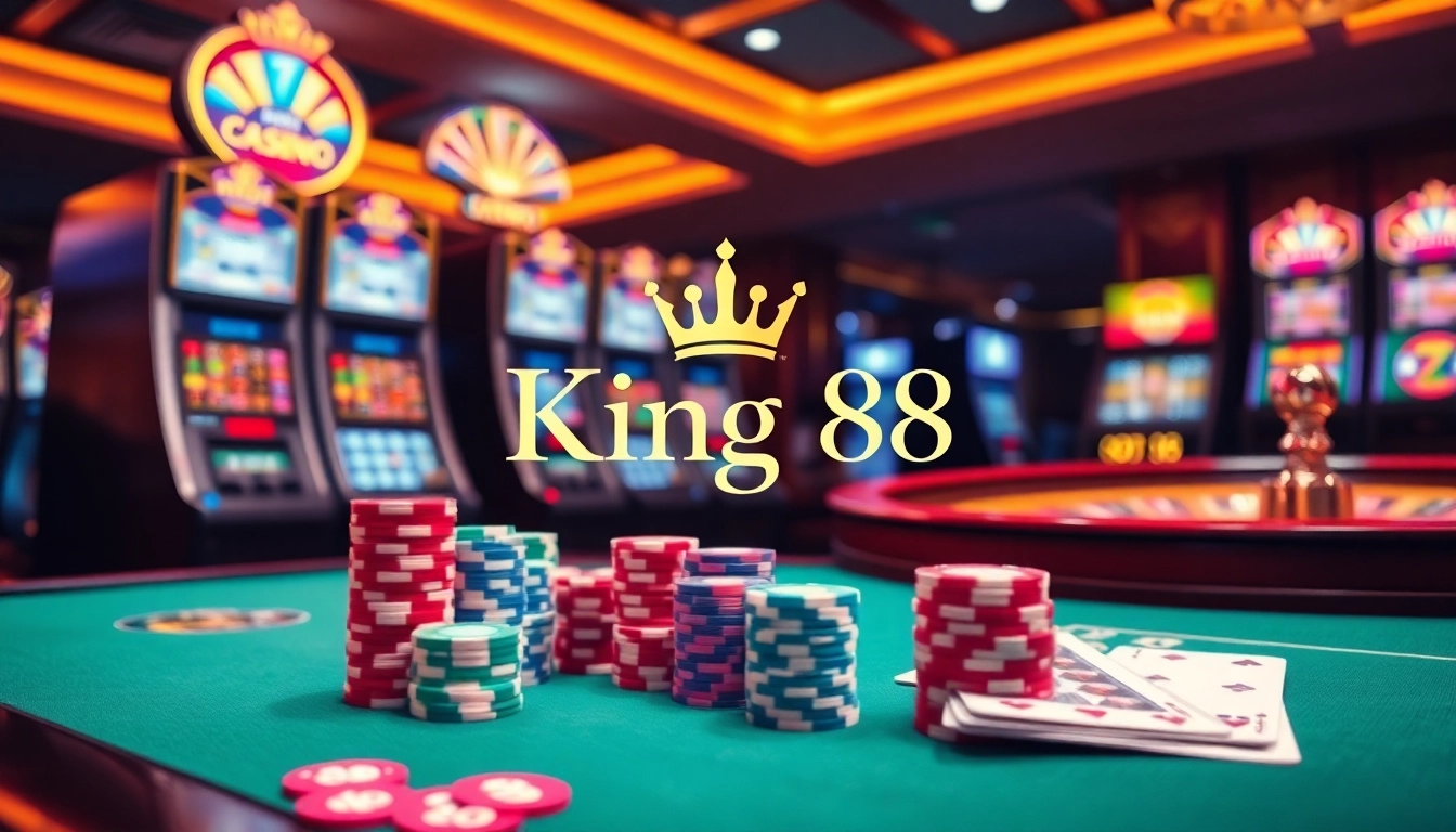 Experience the thrill of King 88 with vibrant casino tables and exciting slot machines.
