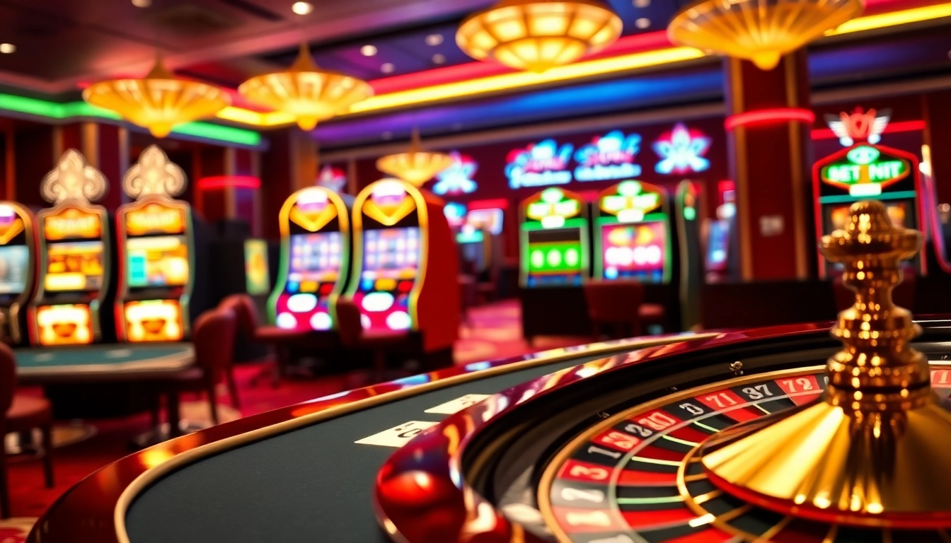 Experience high-stakes gaming at 123win pro with luxurious poker tables and vibrant slot machines.