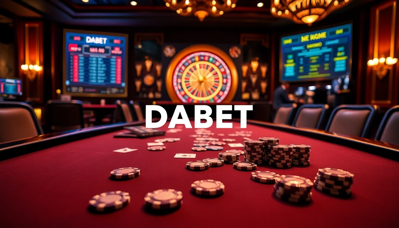 Experience thrilling gameplay at https://dabet.homes with vibrant chips and cards at a luxurious casino table.