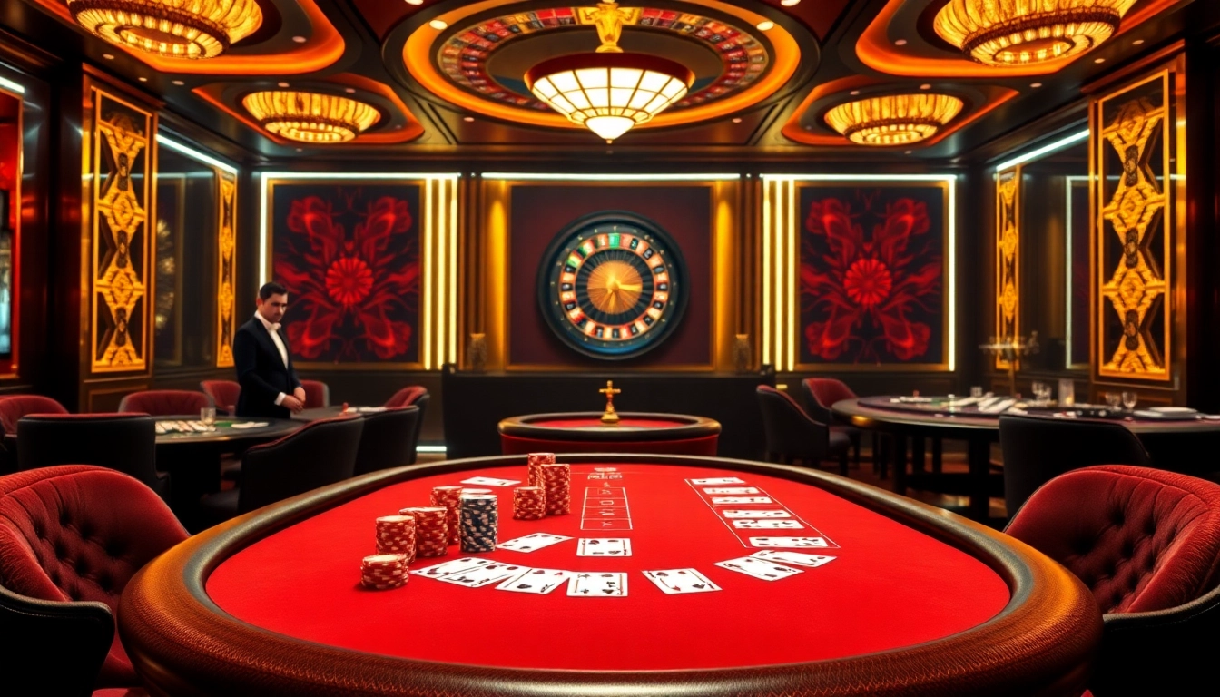 Experience the excitement at https://789club.quest/ with a luxurious casino scene featuring high-stakes poker and roulette.