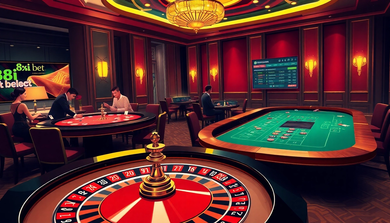 Experience an engaging gaming session with 88i bet, featuring vibrant casino tables and enthusiastic players.