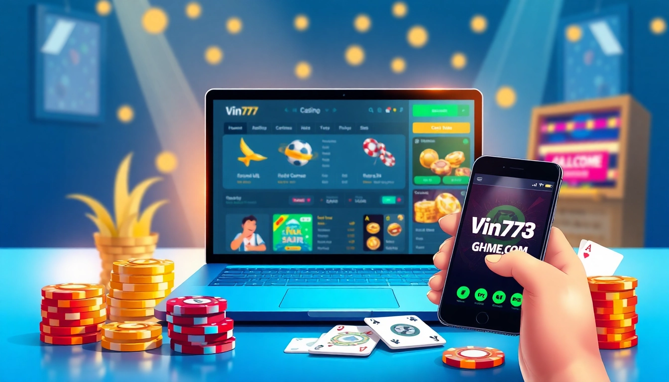 Interactive gaming scene featuring vin777.gb.net online gambling platform.