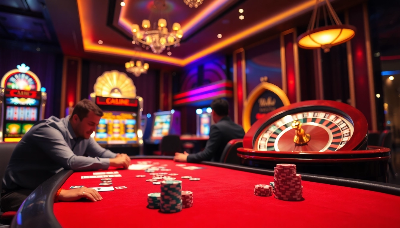 Experience the thrill of casino gaming at https://luck88com.net/ with vibrant poker and roulette scenes.