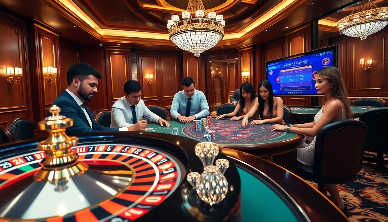 Players engaging at a luxury casino as excitement builds around the roulette wheel, showcasing s8 action.