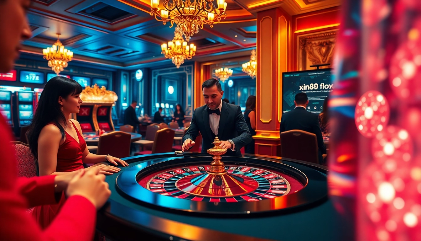Experience the thrill of gambling with xin88it at a luxurious Roulette table with enthusiastic players.