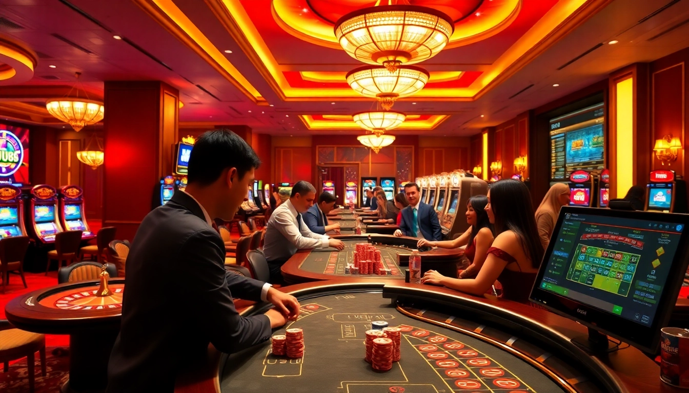Excited players at a high-stakes table in a luxurious casino environment featuring UU88 gaming.
