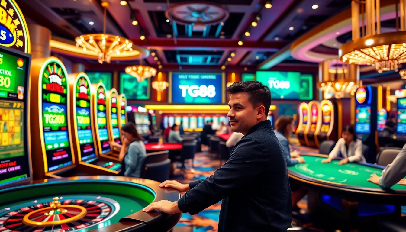 Join the excitement of TG88 đăng nhập with professional players at casino tables and slot machines.